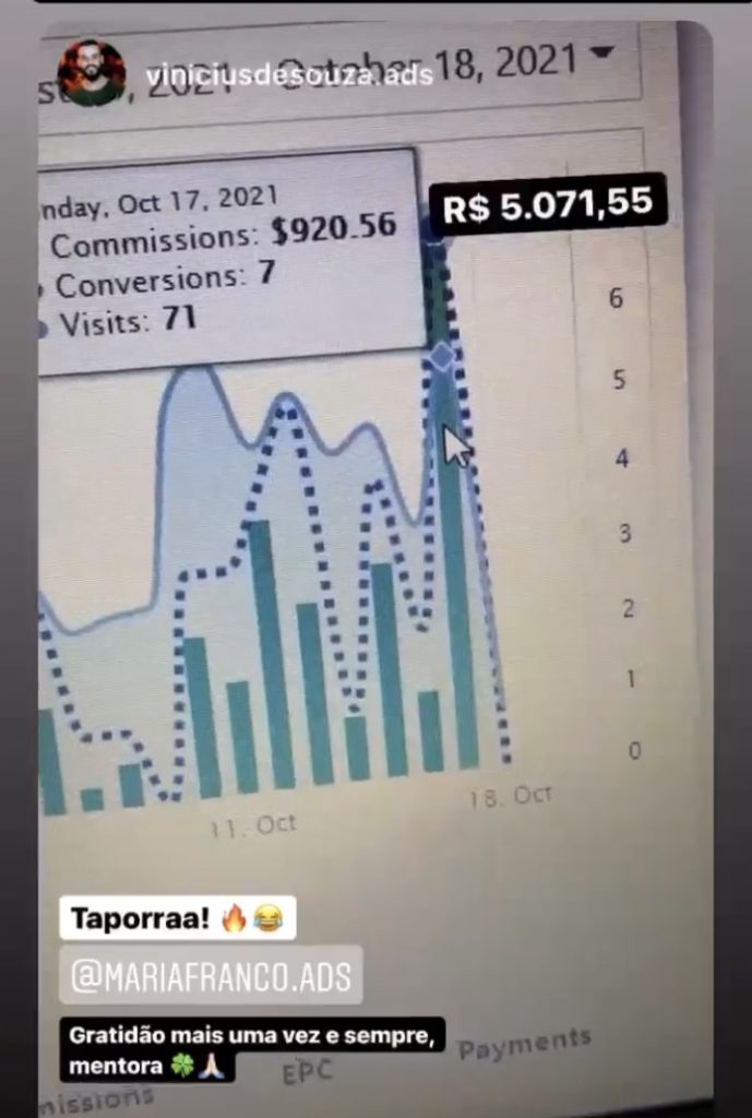 Depoimento de quanto o aluno do curso JAP ganhou em dólar